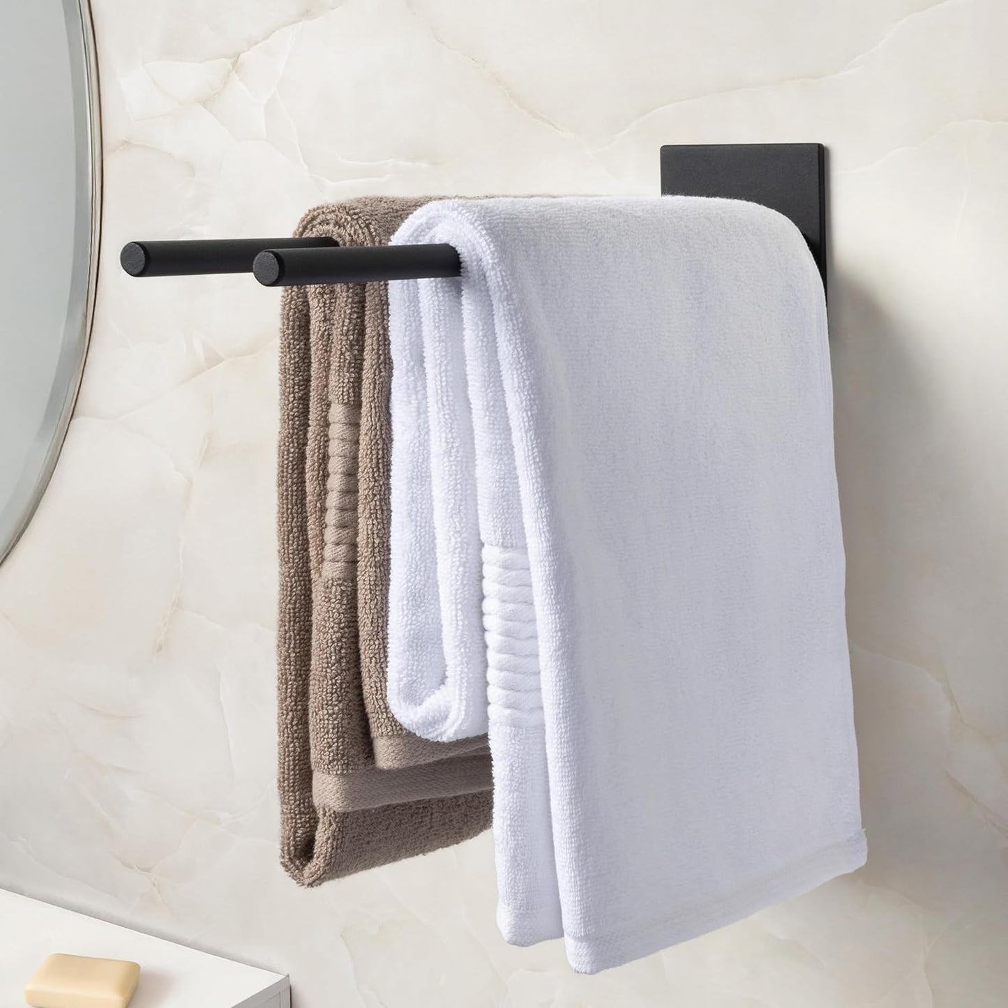 Handtuchhalter ohne Bohren Schwarz Matt – Moderne Badezimmer-Handtuchstange im Loft-Style