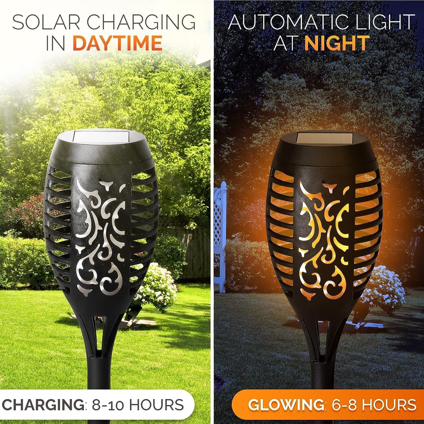 Saska Garden Solar Fackeln mit Flammeneffekt - LED Solarlampen Wasserdicht (IP44) Für Terrassen und Garten