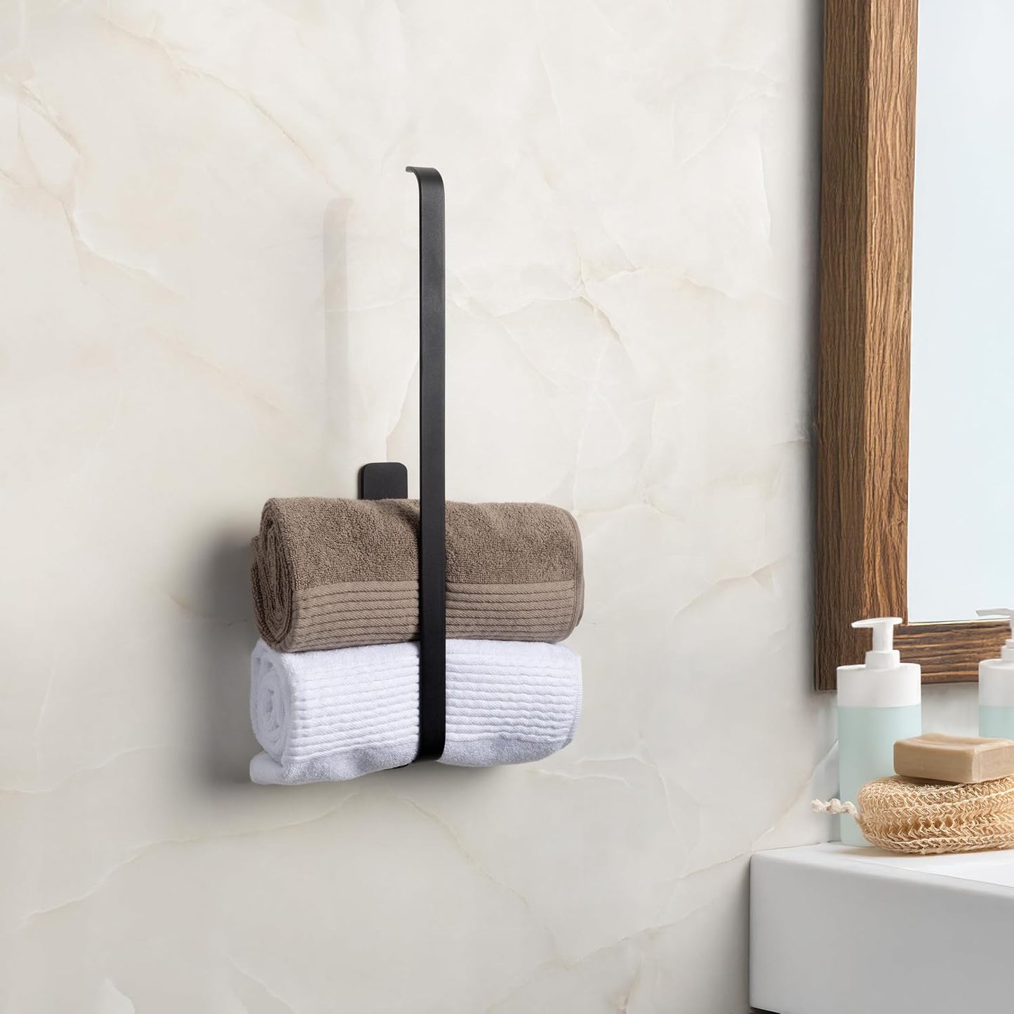 Handtuchhalter ohne Bohren Schwarz Matt – Moderne Badezimmer-Handtuchstange im Loft-Style