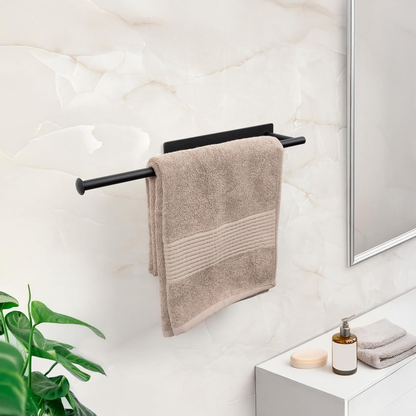 Handtuchhalter ohne Bohren Schwarz Matt – Moderne Badezimmer-Handtuchstange im Loft-Style