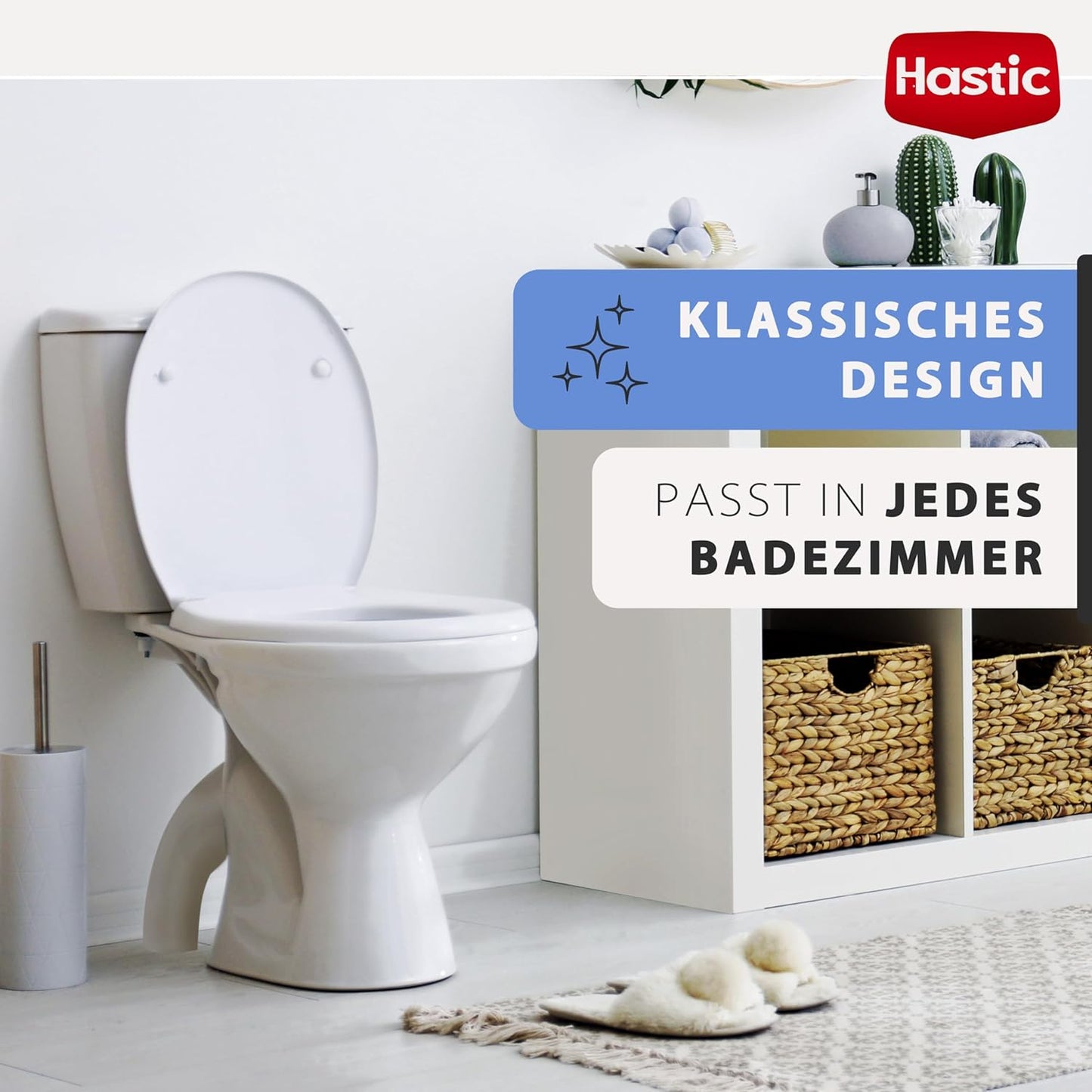 Hastic Toilettendeckel mit absenkautomatik Weiß - WC Sitz mit Absenkautomatik - Klodeckel Weiss - Klobrille - Soft Lose Toilettensitz - Deckel Weiß - Toilettenbrille - Toilet Seat