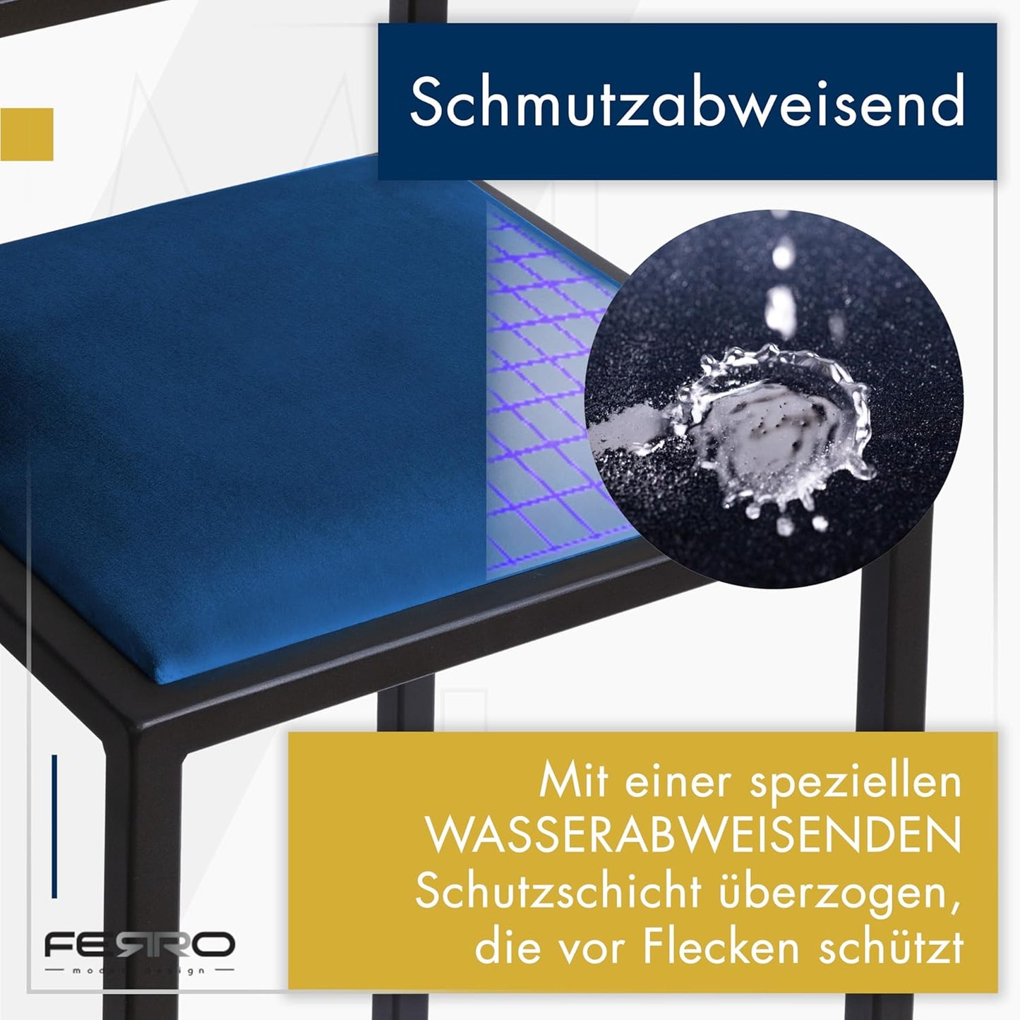 FERRO Barhocker mit Lehne – Metall Barstuhl mit Polstersitz im modernen Loft Design