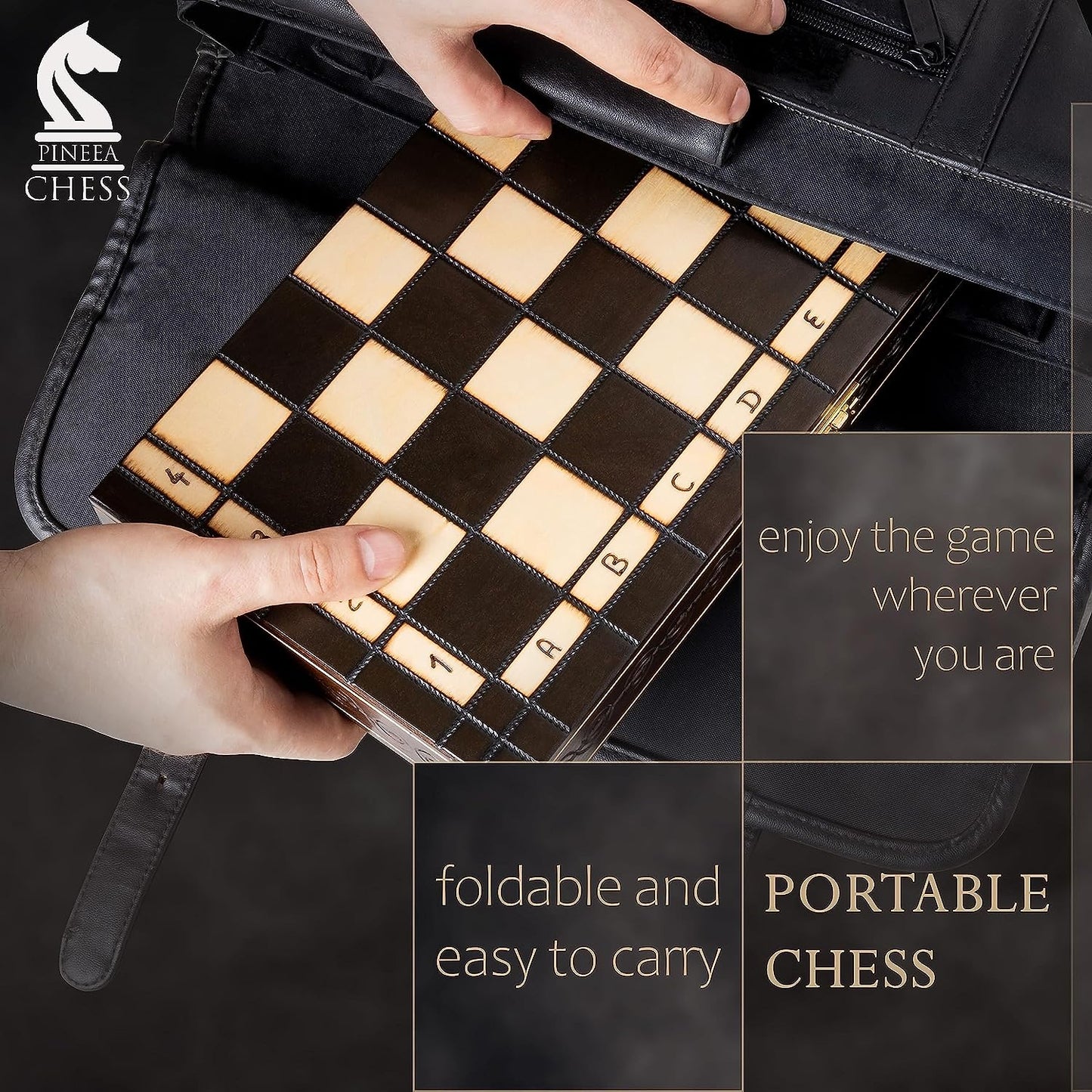 PINEEA Schachbrett Holz - Handgemachtes Schach Brett - Klappbares Chess Board Set