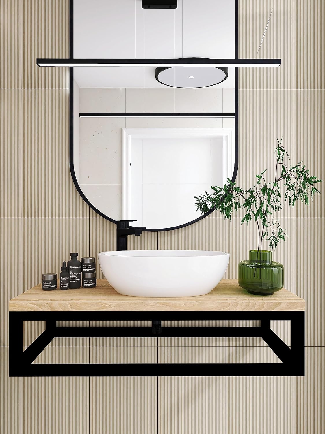 FERRO Waschtischplatte aus Eschenholz – Massivholz Konsole für Aufsatzwaschbecken – Modernes Design, lackiert, Wandhalterung