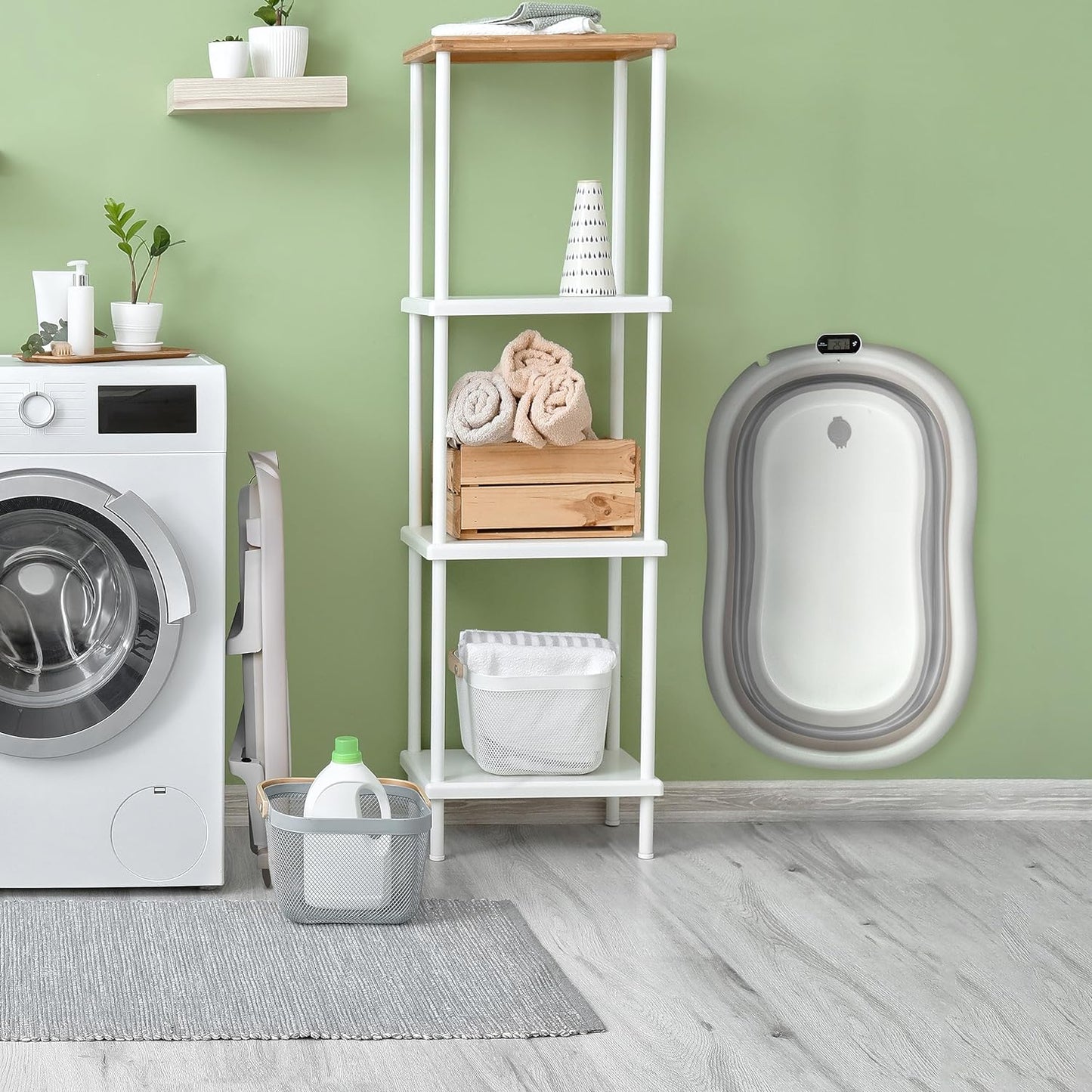 moovkee. Baby Badewanne 84,5cm Höhe - LCD-Thermometer - mit Komfort Badewannenkissen um das Baby zu Unterstützen - bis zu 30 kg