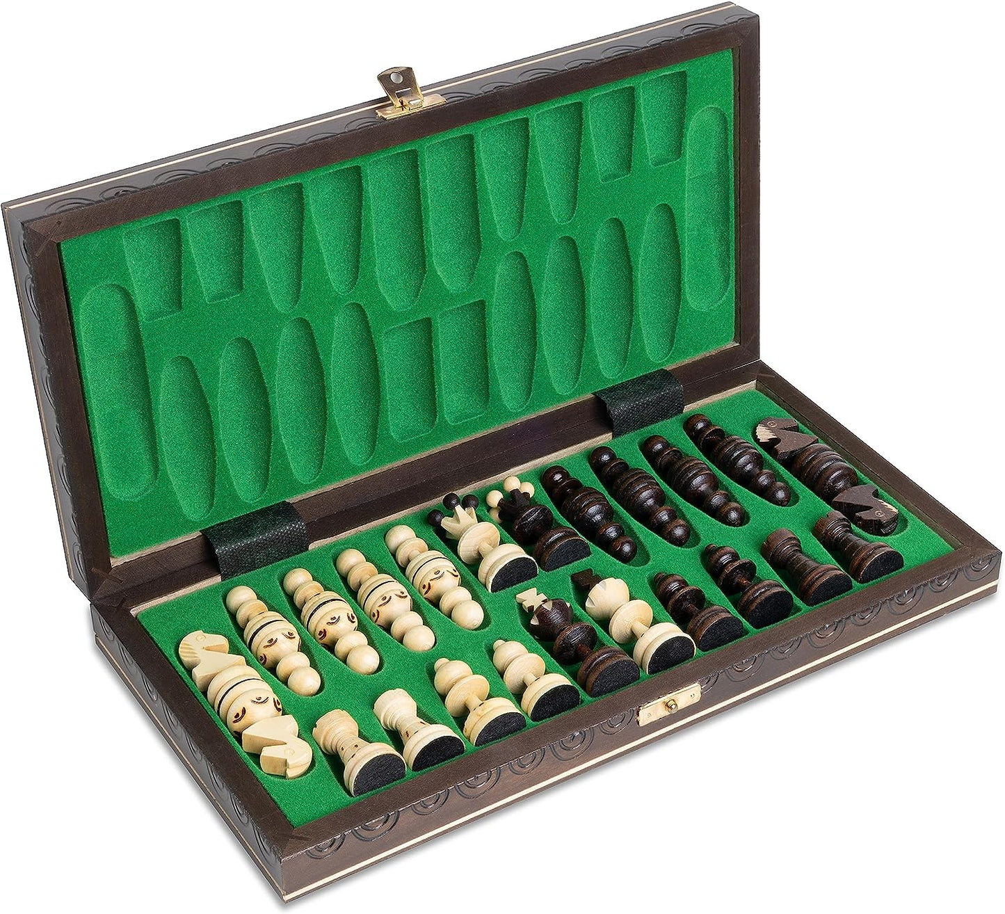 PINEEA Schachbrett Holz - Handgemachtes Schach Brett - Klappbares Chess Board Set
