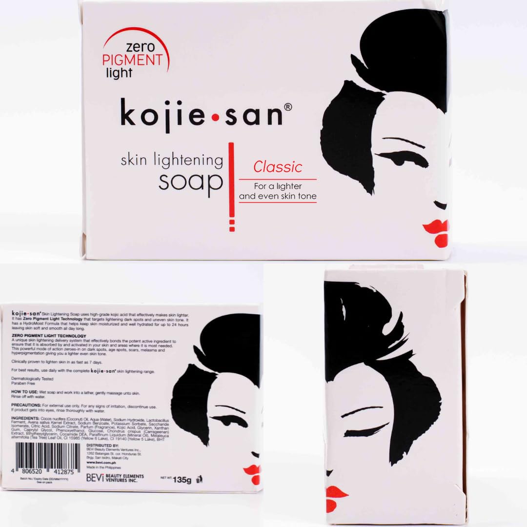 Kojie San Kojisäure-Seife – Hautaufhellende Seife 135g für Strahlende, Jüngere Haut