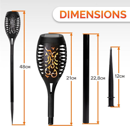 Saska Garden Solar Fackeln mit Flammeneffekt - LED Solarlampen Wasserdicht (IP44) Für Terrassen und Garten