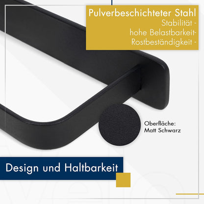 Handtuchhalter ohne Bohren Schwarz Matt – Moderne Badezimmer-Handtuchstange im Loft-Style