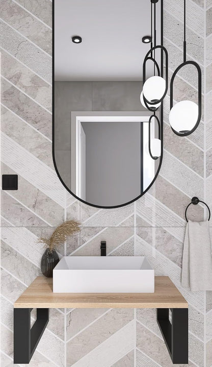 FERRO Waschtischplatte aus Eschenholz – Massivholz Konsole für Aufsatzwaschbecken – Modernes Design, lackiert, Wandhalterung