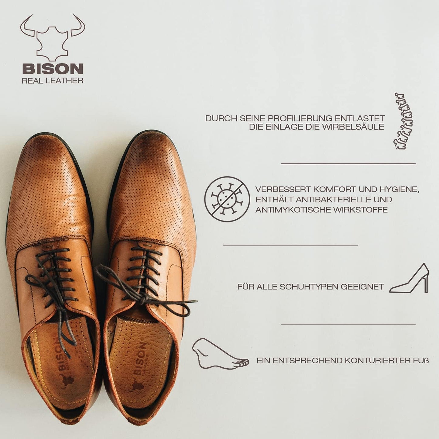BISON Orthopädische Einlegesohlen für Komfort & Unterstützung bei Plattfuß und Fußschmerzen