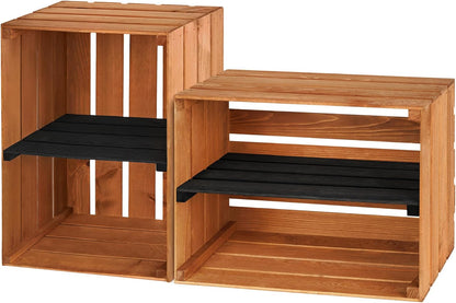PINEEA Große Holzkiste Regal - Geflammt Vintage Obst- und Weinkiste 50x40x30 - Deko Holzbox