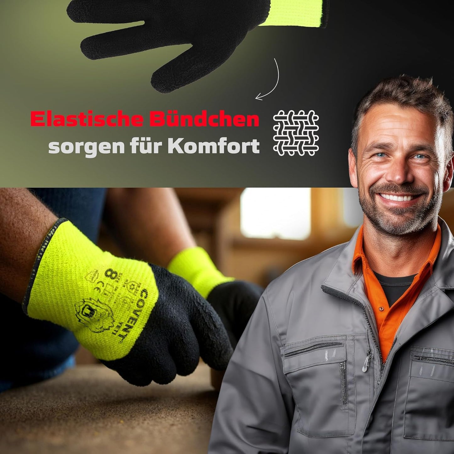 Covent YETI Winter Arbeitshandschuhe Herren – Warme Montagehandschuhe EN388 – Rutschfeste Bauhandschuhe für Handwerk, Bau & Mechanik – Schutzklasse II