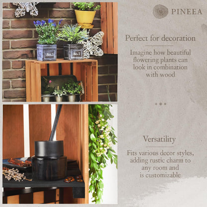 PINEEA Große Holzkiste Regal - Geflammt Vintage Obst- und Weinkiste 50x40x30 - Deko Holzbox
