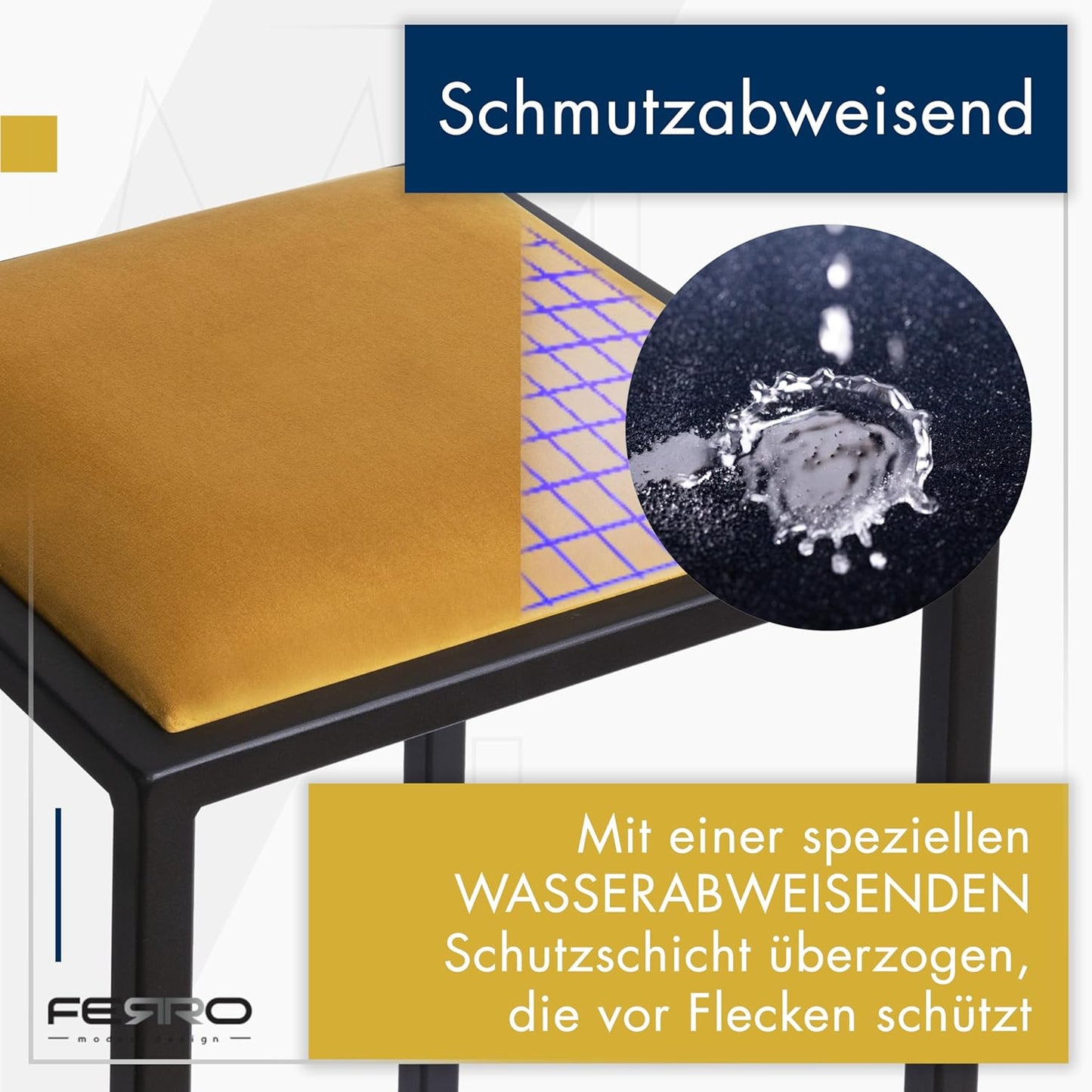 FERRO Barhocker ohne Lehne – Metall Barstuhl mit Polstersitz im Loft Design