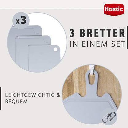 Hastic Schneidebrett Kunststoff Set - 1x Küchenbrett Groß und 2x Klein