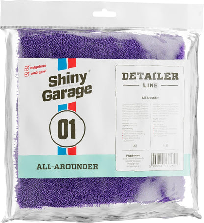 Shiny Garage 40x40cm All Arounder Mikrofasertücher für Autopflege - 380 GSM - Poliertuch und Trockentuch mit Zwei Borstenlängen