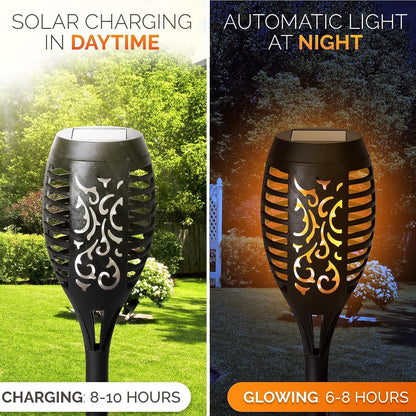 Saska Garden Solar Fackeln mit Flammeneffekt - LED Solarlampen Wasserdicht (IP44) Für Terrassen und Garten