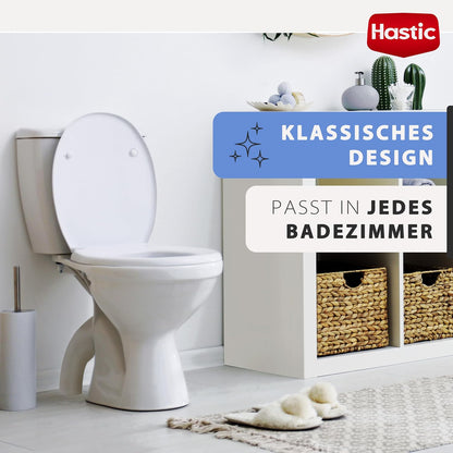 Hastic Toilettendeckel mit absenkautomatik Weiß - WC Sitz mit Absenkautomatik - Klodeckel Weiss - Klobrille - Soft Lose Toilettensitz - Deckel Weiß - Toilettenbrille - Toilet Seat
