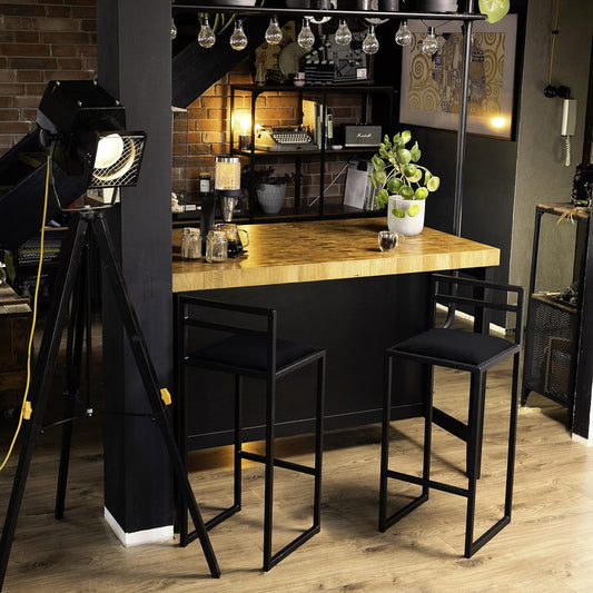 FERRO Barhocker – Metall Barstuhl mit Lehne & Polstersitz – Modernes Loft Design