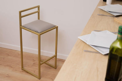 FERRO modern design Barhocker mit Lehne - Barstuhl Metall mit Gepolstertem Sitz - 84 cm