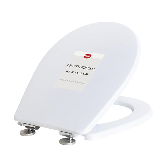 Hastic Toilettendeckel mit absenkautomatik Weiß - WC Sitz mit Absenkautomatik - Klodeckel Weiss - Klobrille - Soft Lose Toilettensitz - Deckel Weiß - Toilettenbrille - Toilet Seat